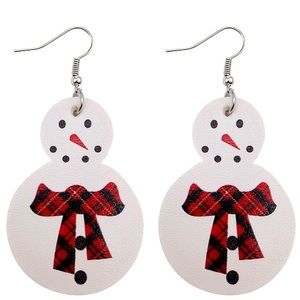 Snowman leather drop earrings